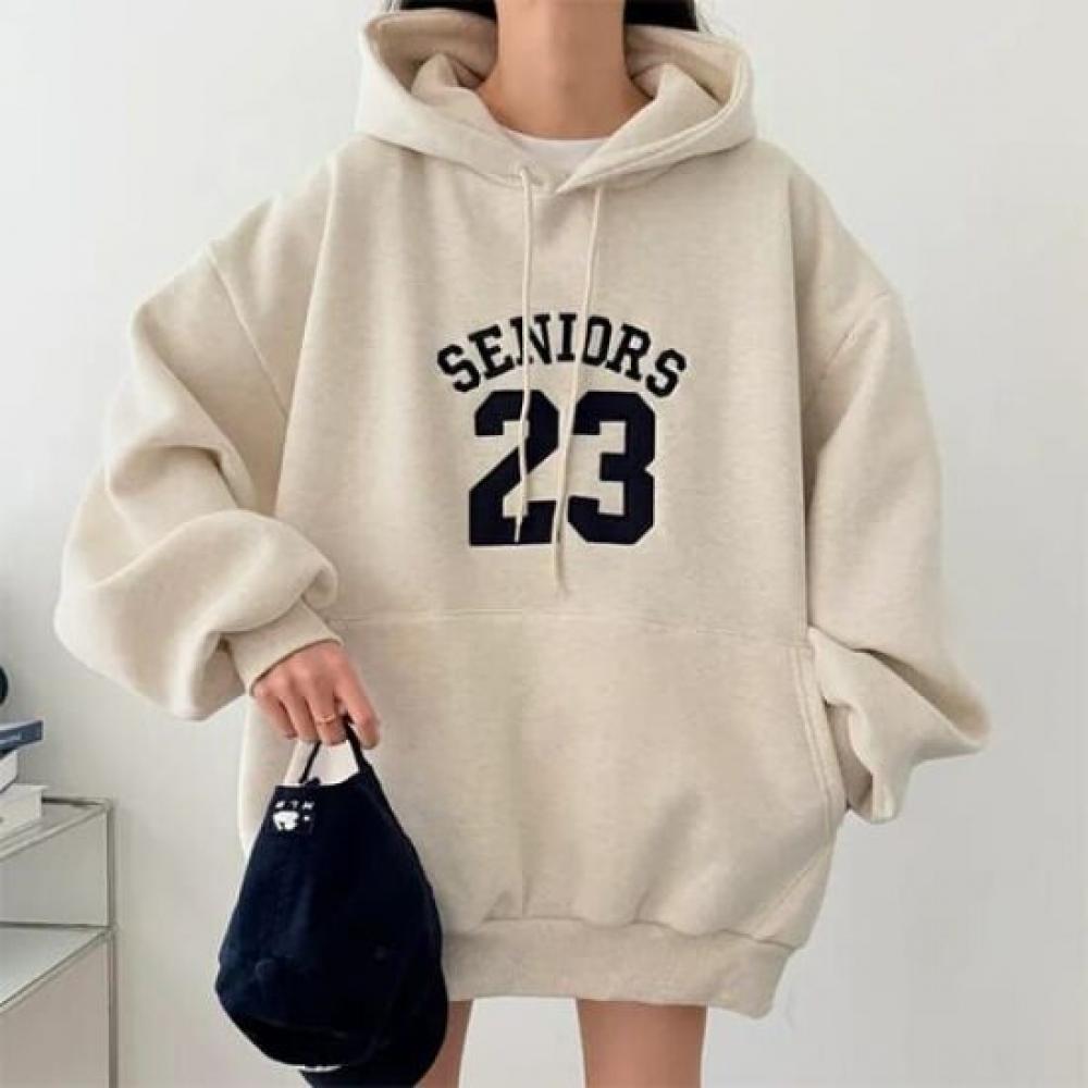 Navava Loose Fit Casual Lettering Long Sleeve Hoodie Nt3030