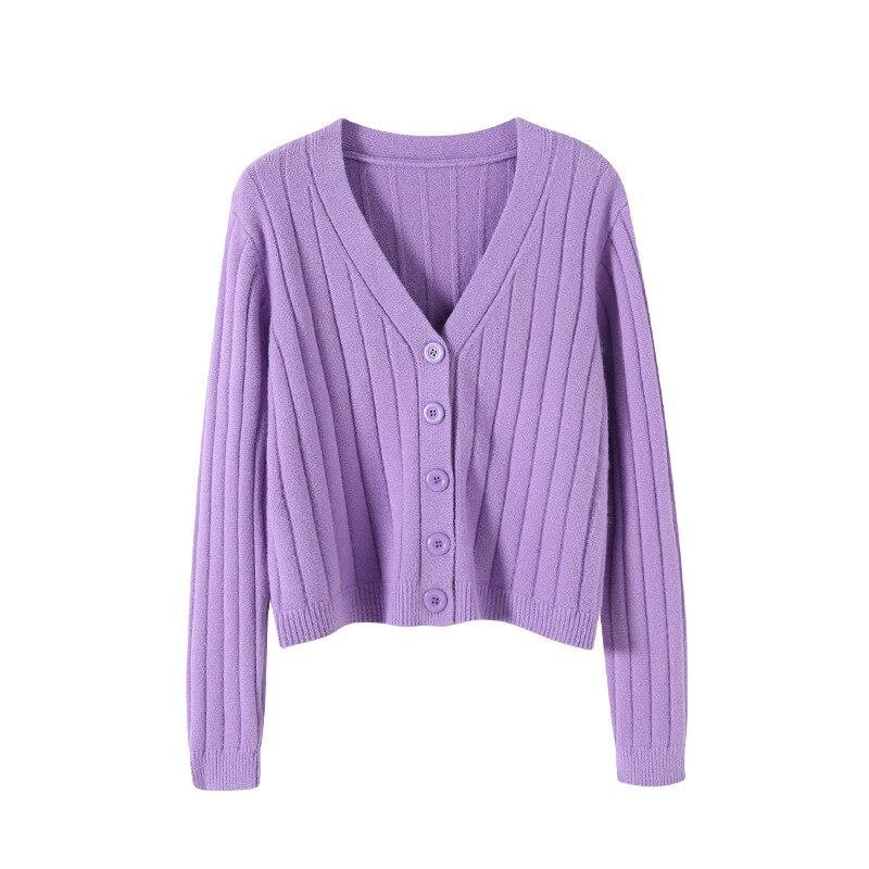 Cappotto lavorato a maglia Moda Solido allentato Maglione a maniche lunghe Autunno Inverno Maglioni con scollo a V Donna Cardigan con bottoni sottili Top Donna 28566