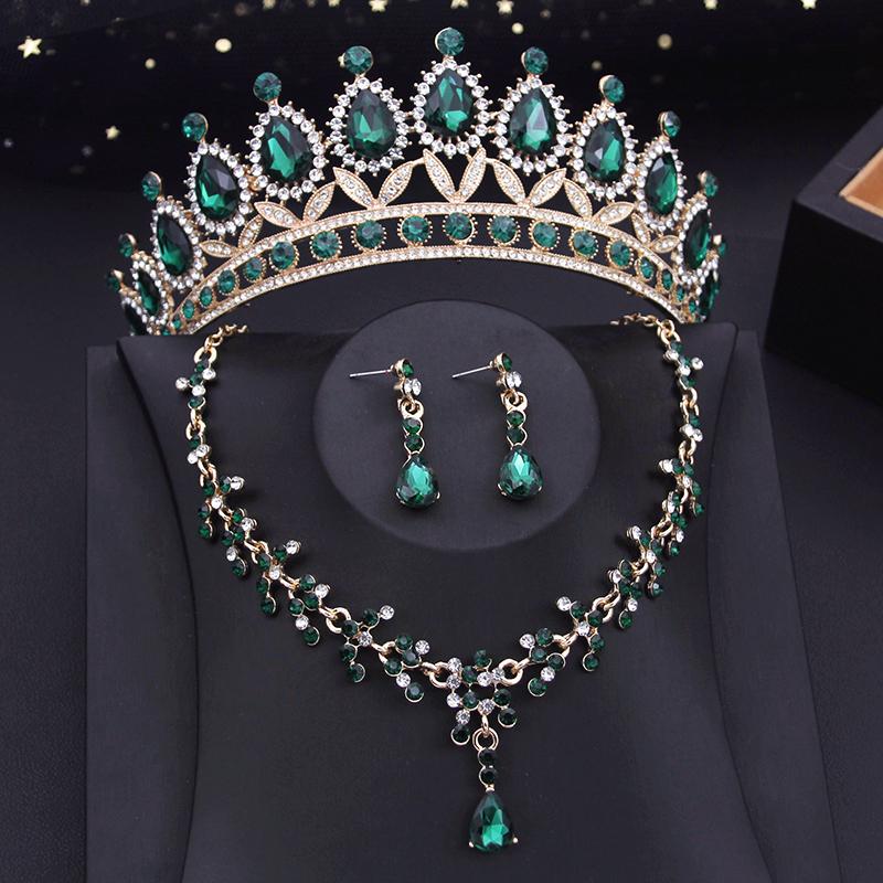 Princess Bridal Tiaras Jewelry Sets for Women Crown and Earring Necklace Set Birthday Party Wedding Jewelry Bride Accessories