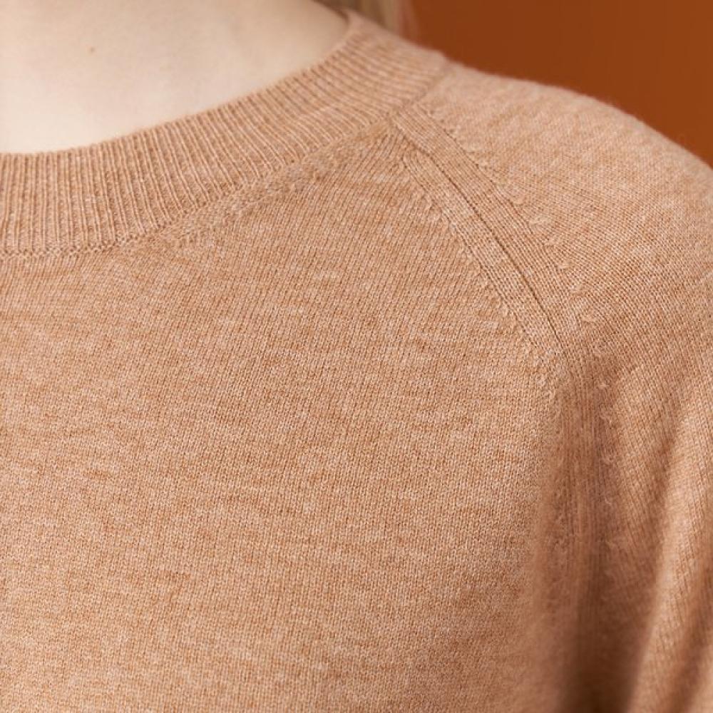 Dal Cashmere Pullover Camel Raglan Shoulder