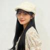 Spring new Korean retro lace pattern embroidery forward hat big head showing face small beret