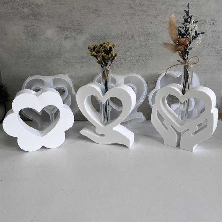 Silicone Resin Molds Charm Heart Small Vases Moulds Home Decors Craft Mold Making Small Vase Perfect for Plant Lovers
