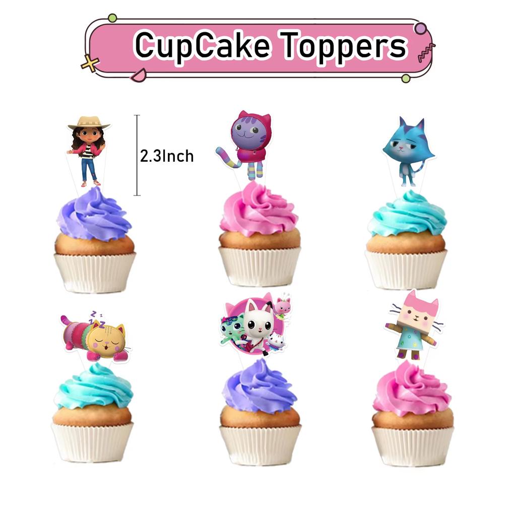 Gabby Dollhouse Birthday Cake Decoration For Kids Favor Cake Toppers Cute Gabby Cats Cupcake Topper For Girls Cake Supplies Gift