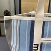 Rakuten Japan Korea Straw Woven Tote Bag with Colored Stripes - Casual Handbag for Shopping