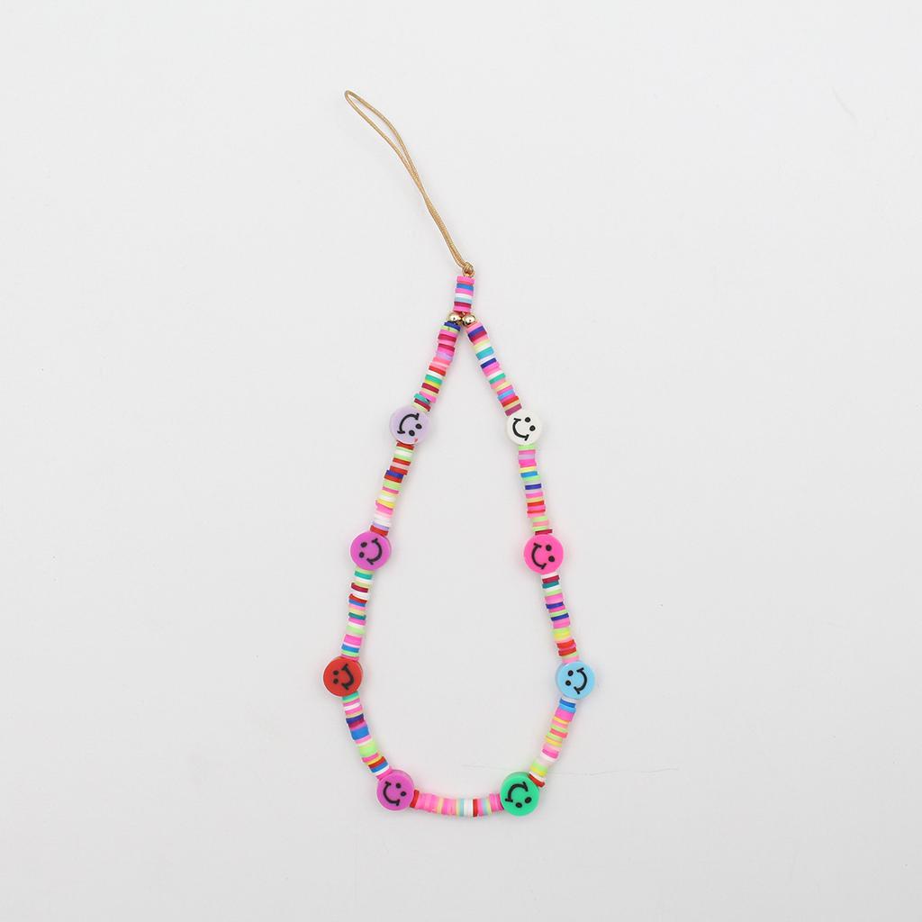 Color mobile phone chain beads selling devil's eye soft pottery mixed color mobile phone chain lanyard manufacturers.