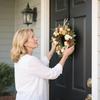 Metal Wreath Hanger designed for behind doors in a classic style with sturdy hooks to hang wreaths, bows and welcome signs Perfect for decorating