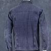 Mens Loose Turn Down Collar Washed Denim Work Casual Jacket Outerwear
