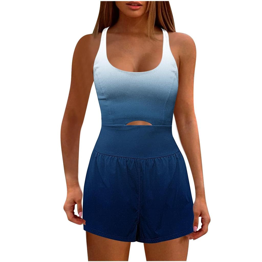 Womens Athletic Rompers Running Onesie Workout Rompers Workout Outfits Exercise Jumpsuits Gym Yoga Clothes