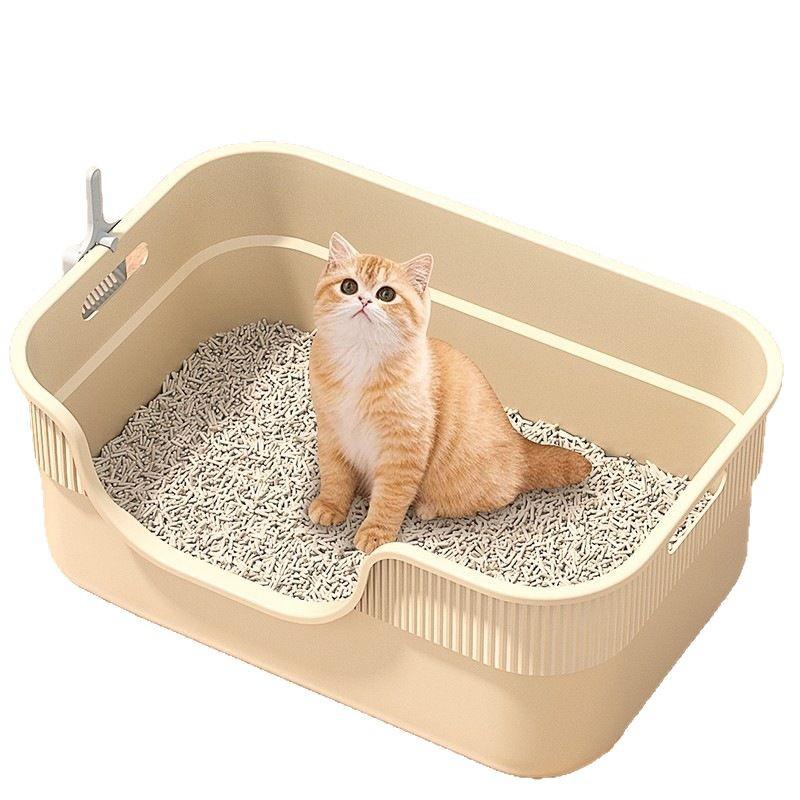 Kitten Litter Box: Low Entry, Semi-Enclosed, Small Size, Starter Kit for Cat Care