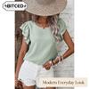 Women's Fashion Casual Solid Color Print O-Neck Short Sleeve Blouses & Shirts