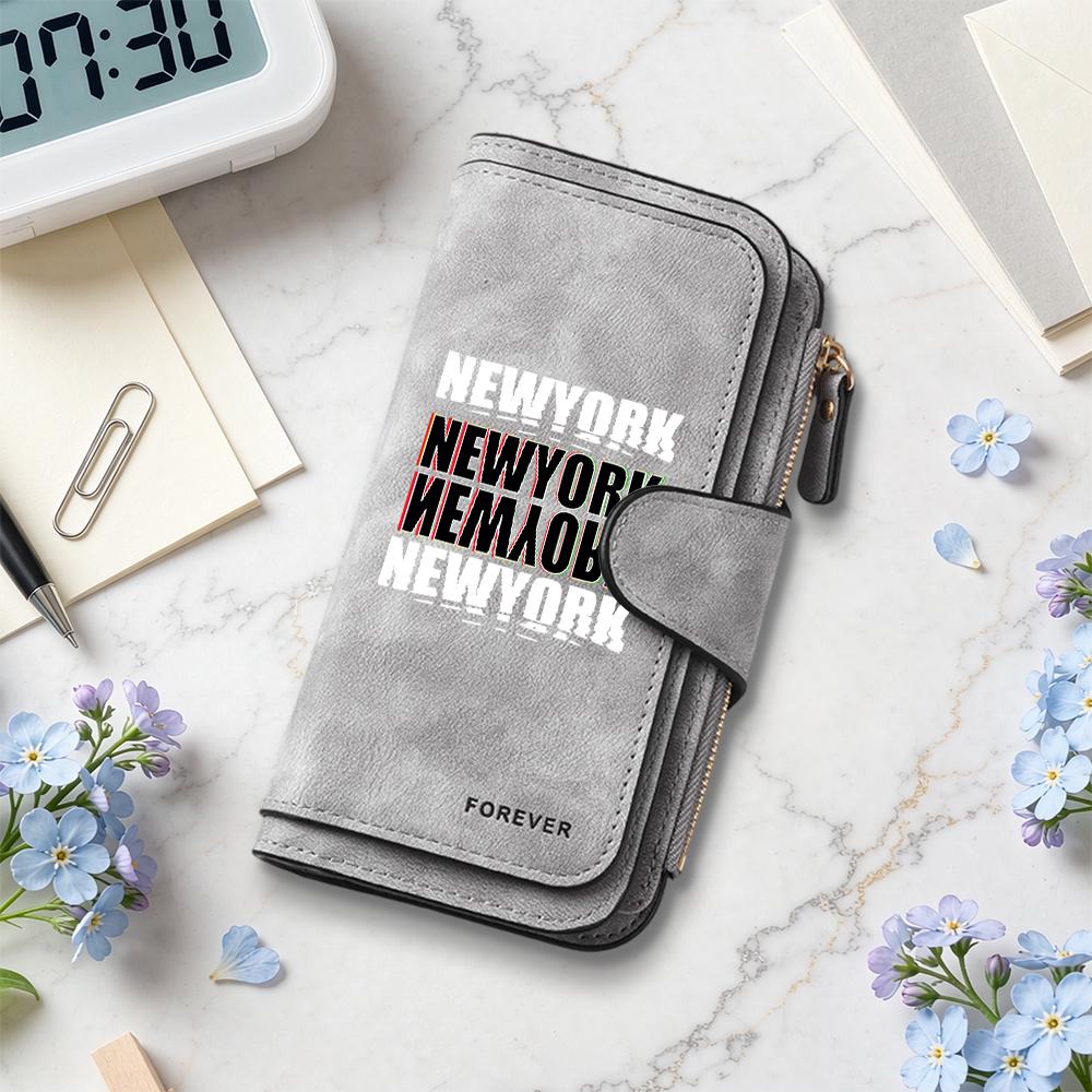 New York Printed Long Wallet Multicard Slots Casual Fashion Portable Purse