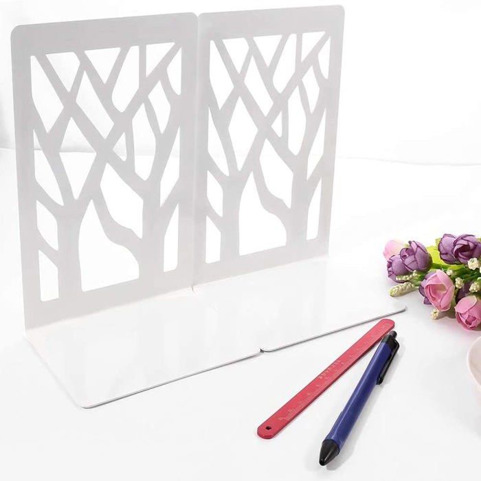 Serre-livres - amzmukaup - design arbre - acier de première qualité - 17,5x12x9cm - blanc