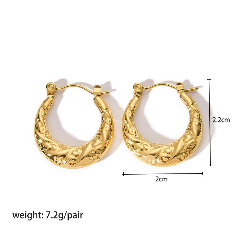 High-End 18K Gold Circle Earrings - Stainless Steel Women's Versatile Titanium Design