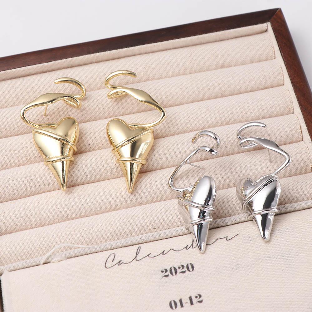 Geometry Heart Earrings Twined Exaggerated Earrings Temperament Metal Eardrop  Party
