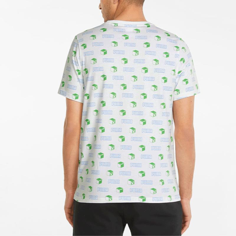 Puma X Minecraft AOP Tee White Men Streetwear 534375-02