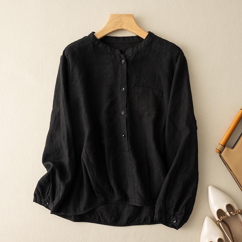 

Women’s High-End Artistic Retro Cotton and Linen Loose Top – New Spring 2026 Collection XXL чорний