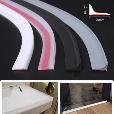 1PC Self-Adhesive Silicone Water Retaining Strip Bathroom Water Stopper Bendable Door Bottom Sealing Strip Shower Dam Barrier