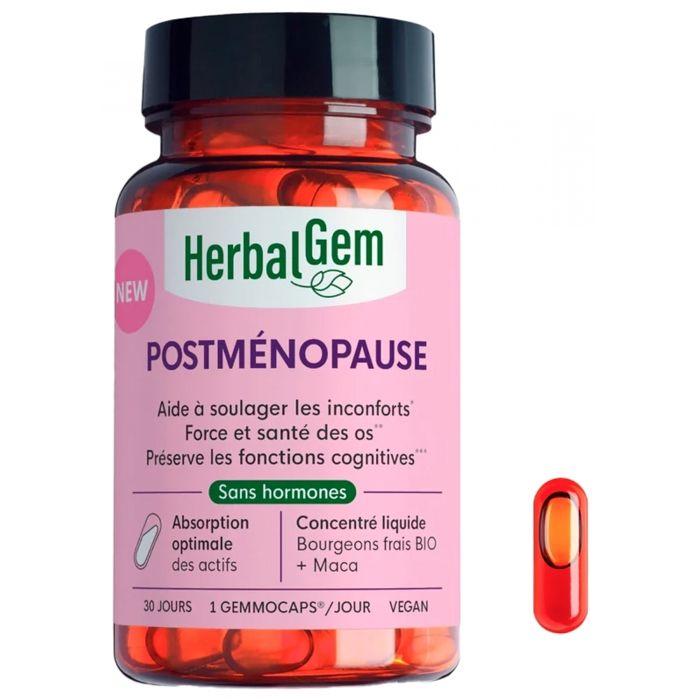 Postménopause - 30 GEMMOCAPS - Aide à soulager les inconforts, force et santé des os, fonctions cognitives - Herbalgem
