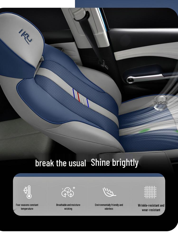 BYD Yuan PLUS Perforated Leather Car Seat Cushion - Year-Round, Fully Enclosed, Five-Seat Cover.
