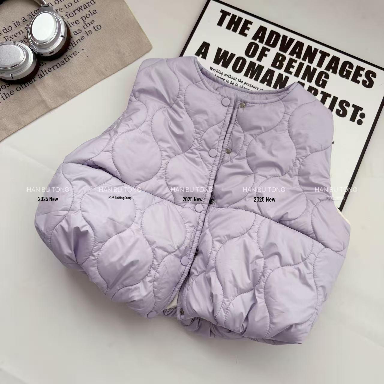 

Girls Winter 3-Piece Set: Fleece-Lined Vest, Hoodie, and Sweatpants (Sizes Medium to Large) 170 cm світло-фіолетового кольору