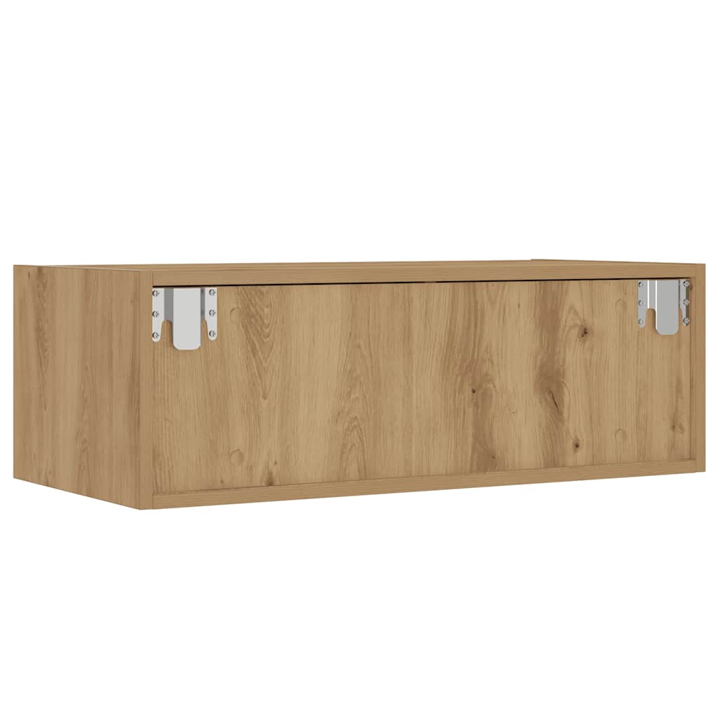 TV Cabinet with LED Lights Artisan Oak Finish 75 x 35.5 x 25 cm