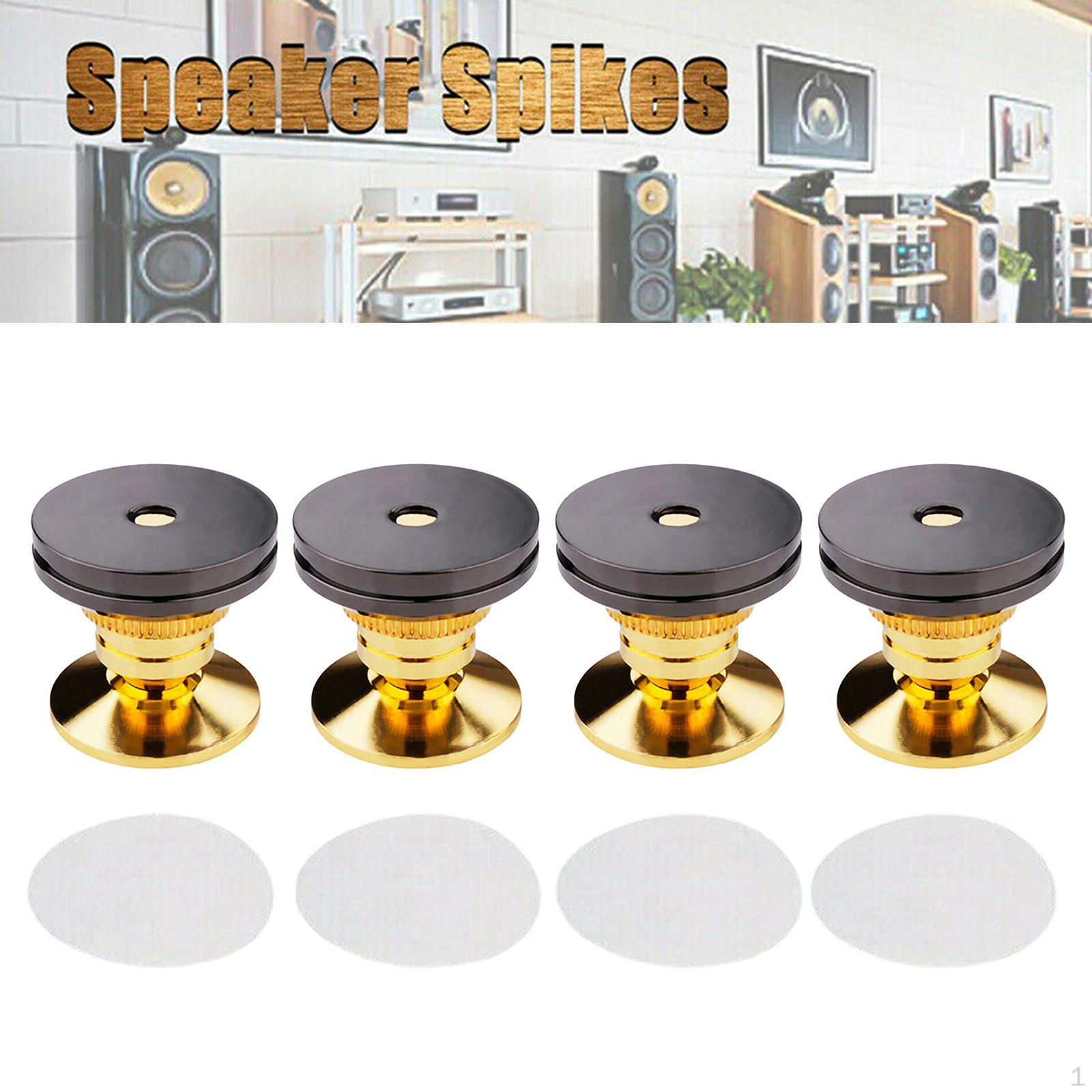 

Speaker Spikes, Stands, Audio Subwoofer Turntable Isolation Feet Cone Isolator Base Pads, Alloy Gold