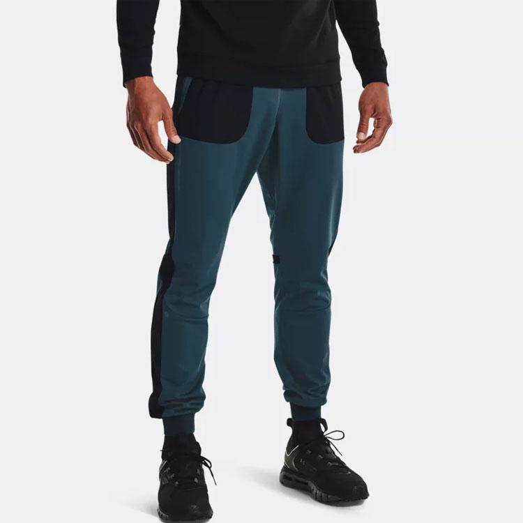 Under Armour Rush Series Color-Block Pocket Training Casual Knit Pants Men Bottoms Blue 1366172-413