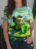 T-shirts Imprimé 3D Abeille Papillon d'Été Femmes Décontracté Col Rond Manches Courtes Streetwear Harajuku Y2k T-shirts Haut Vêtements Féminins