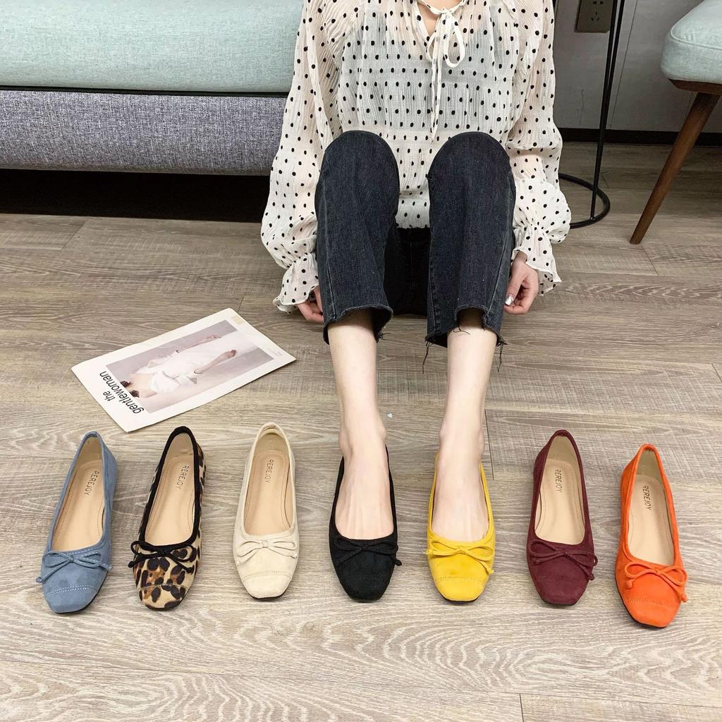 Mode Übergröße 34-43 Damen Schuhe Runde Zehenpartie Weiche Faltbare Ballerinas Damen Schleife Slipper Nubukleder Mokassin Femmes Roll-Up Ballerinas