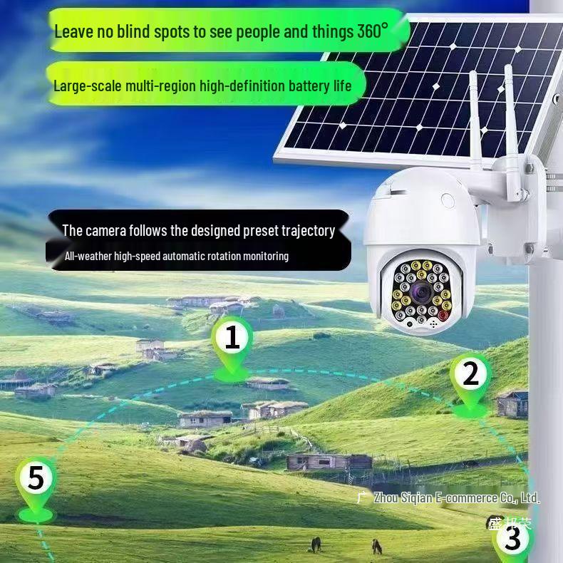 P4G Solar-Powered 360° Surveillance Camera: No Power/Network Required, HD, Remote Mobile Monitoring