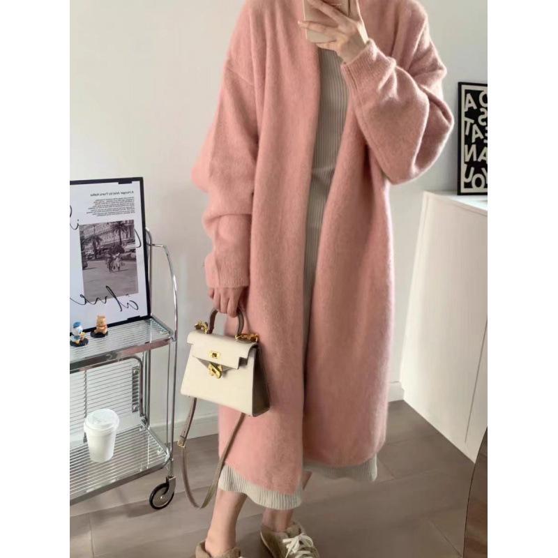 

YUNSHU корейский стиль свободный вязаный кардиган - женский свитер средней и длинной ленивой посадки на весну и осень One Size