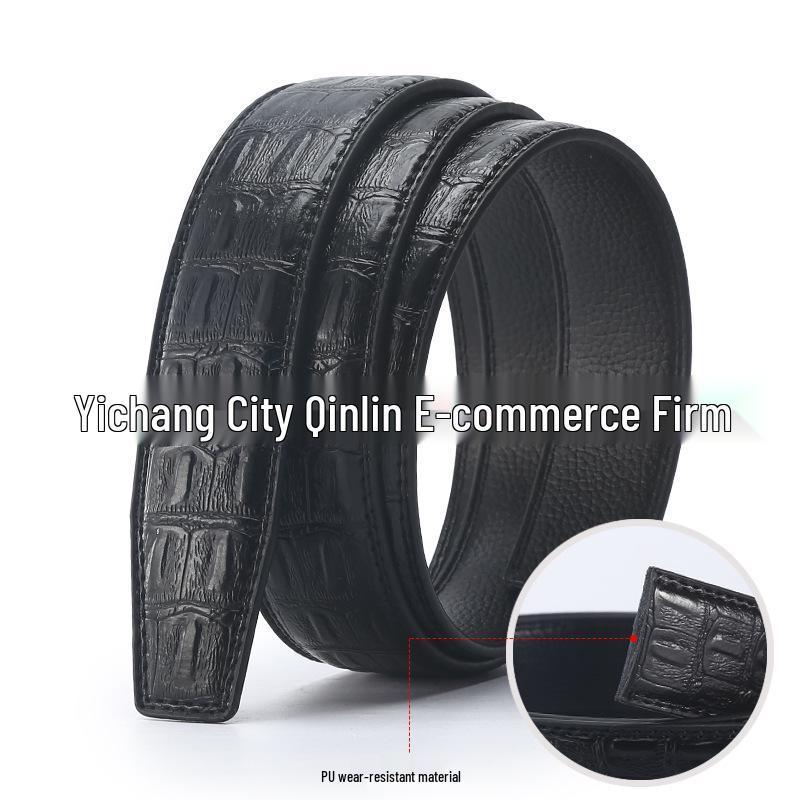 Men's Faux Leather Scratch-Resistant Automatic Buckle Belt, 3.6CM Wide