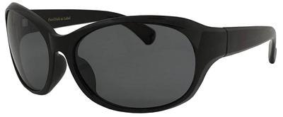Lunettes de soleil polarisées à verres incurvés, verres polarisés noirs [étiquette FaceTrick], protection UV, monture bleue, verres fumés, AZPL7105-1SM