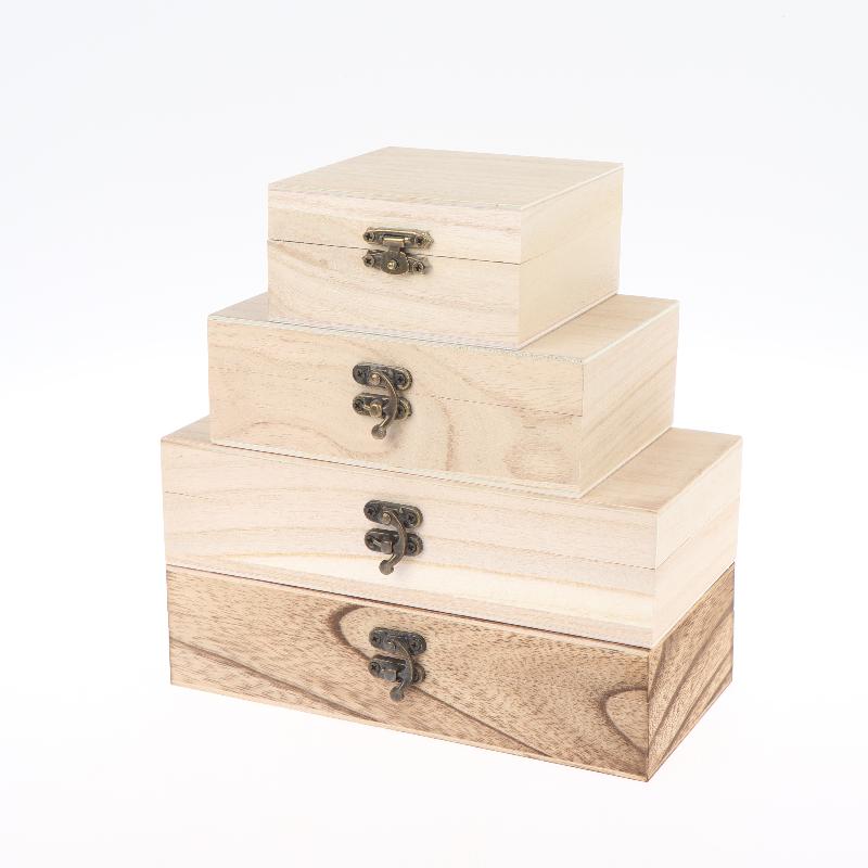 1/3Pcs Rustic Vintage Style Wooden Storage Box With Hinged Lid Keepsake Box Organizer For Trinket Home Decor Crafts Art Hobbies