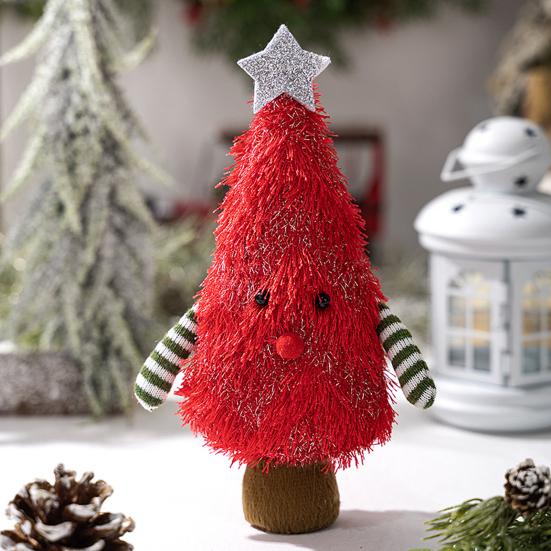 Christmas Gnome Decoration Fluffy Christmas Tree Doll with Glitter Star Topper Plush Elf Table Centerpiece for Hotel Mall Window Holiday Decor