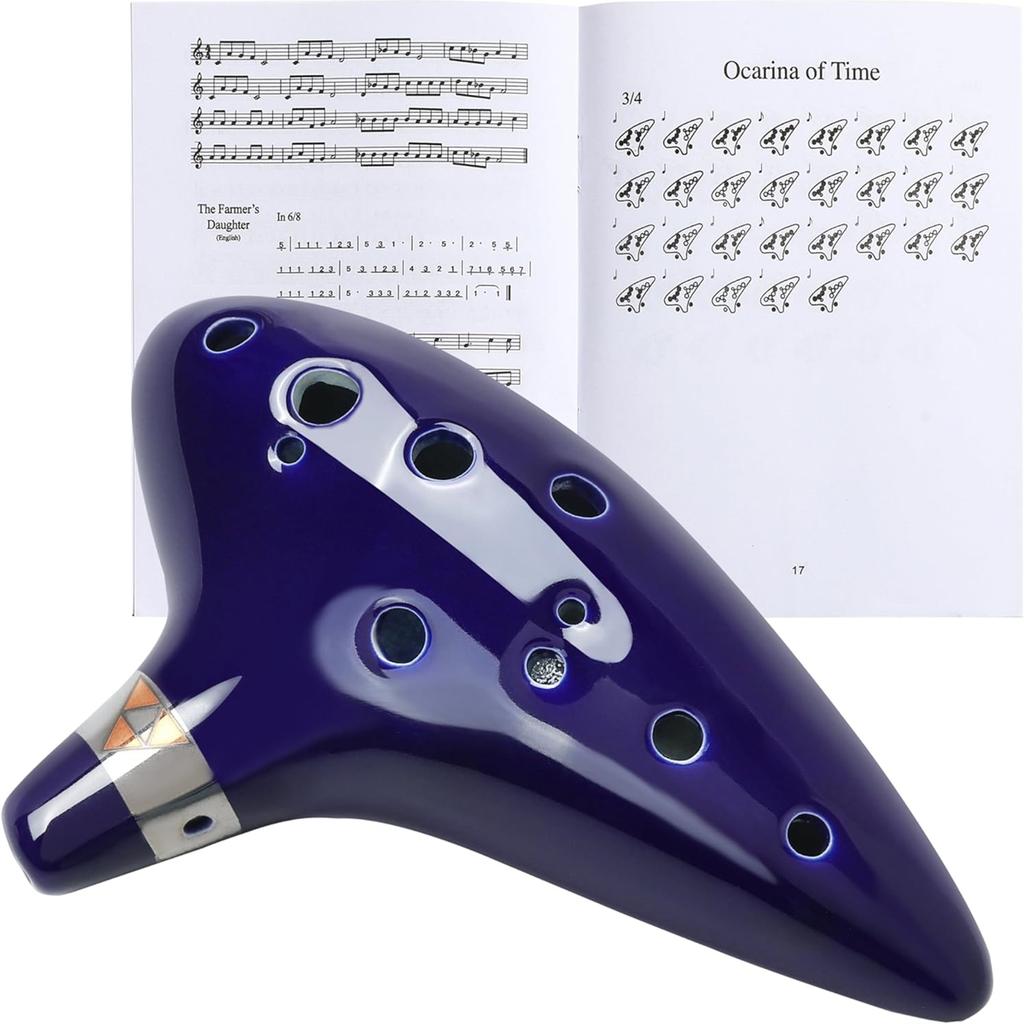 Ny Ocarina 12 Hull Alto C Keramisk Piccolo, Musikkinstrument, Gave til Barn Voksne med Stativ Musikkbok Halsstropp Veske