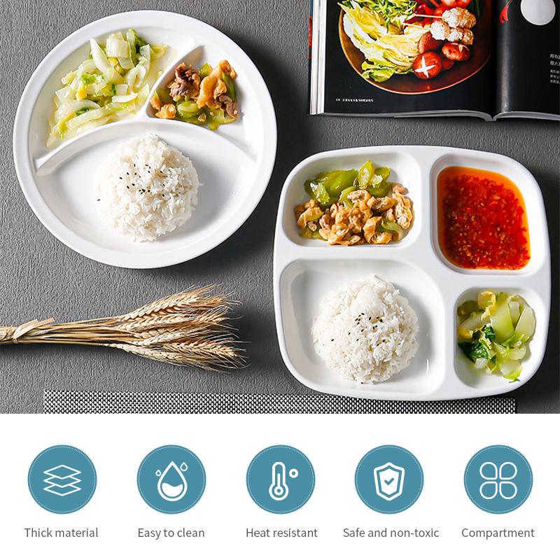 Speiseteller, unterteiltes Speisetablett, Lunchbehälter, Speiseteller für die Schulkantine, 3/4/7-teilig, Küchenfachteller
