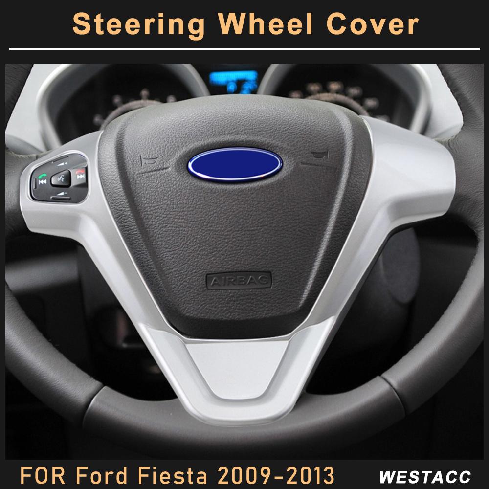 ABS Chrome Car Steering Wheel Cover Decoration Sticker Trim for Ford Fiesta MK7 2009 2010 2011 2012 2013 2014