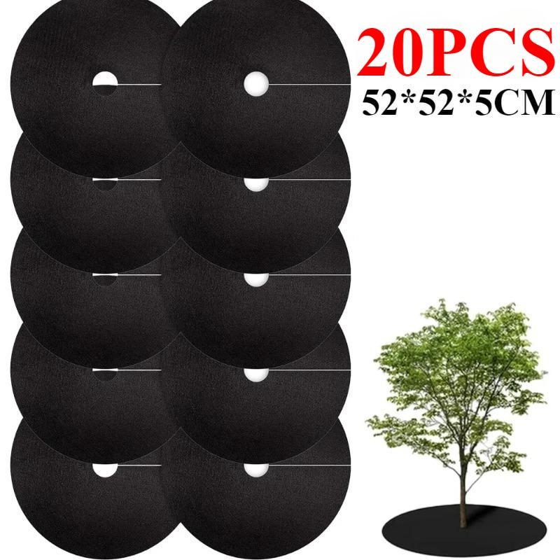 10PCS Non-Woven Tree Mulch Ring Degradable Tree Protector Mat Reusable Tree Weed Barrier for Weed Control Root Protectio