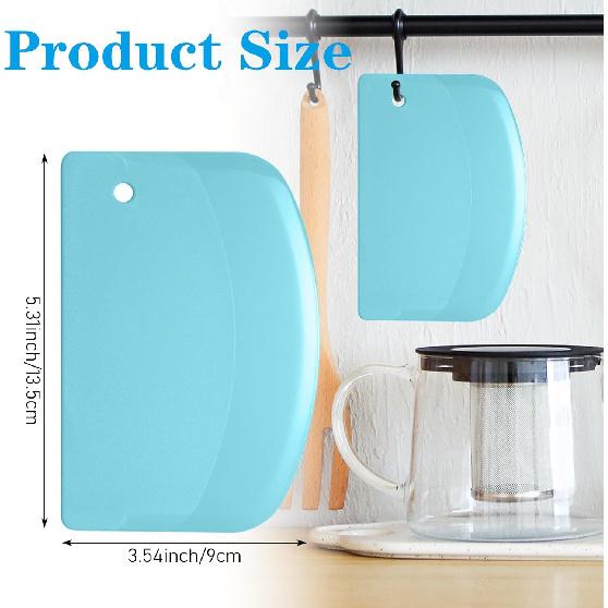 6Pcs Food Dough Scraper Bench Scraper, Plastic Multi Purpose Kitchen Pastry Cutting Tool Flexible Bowl Scrapers with Curved Edge, Cake Baking Bench