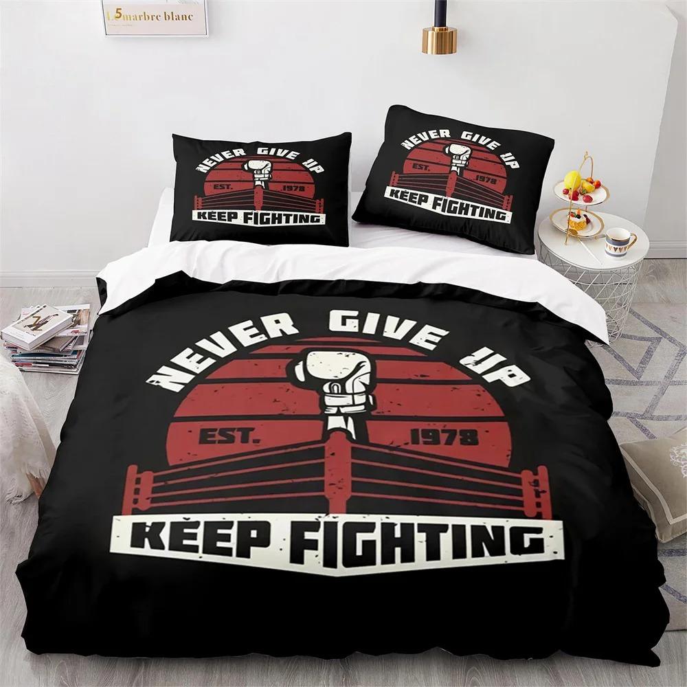Never Give Up Theme Comforter Cover Kit White Cloud Pattern Style King Dimension Queen Dimension Size Comforter Cover Polyester Quilt Cover for Kids