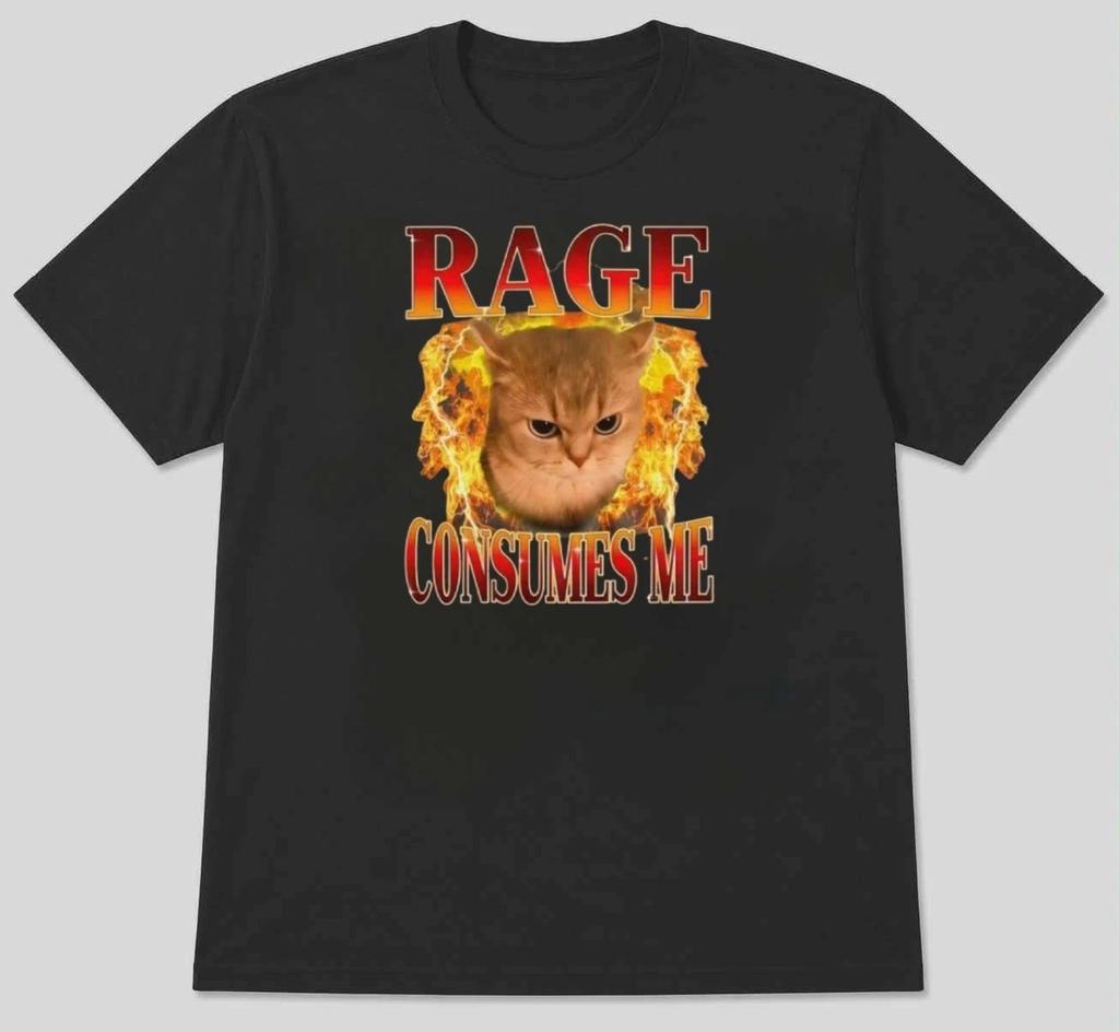 Rage Consumes Me Funny Cat Graphic Print Unisex Mens T-Shirt S M L XL 2 3 4 XL