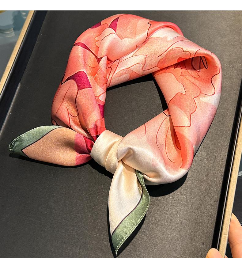 NEW 100% Silk Scarf For Women Korean Red Big Flowers Festival Gift Hair Tie Neck Scarf Ribbon Spring Summer Party Scarves