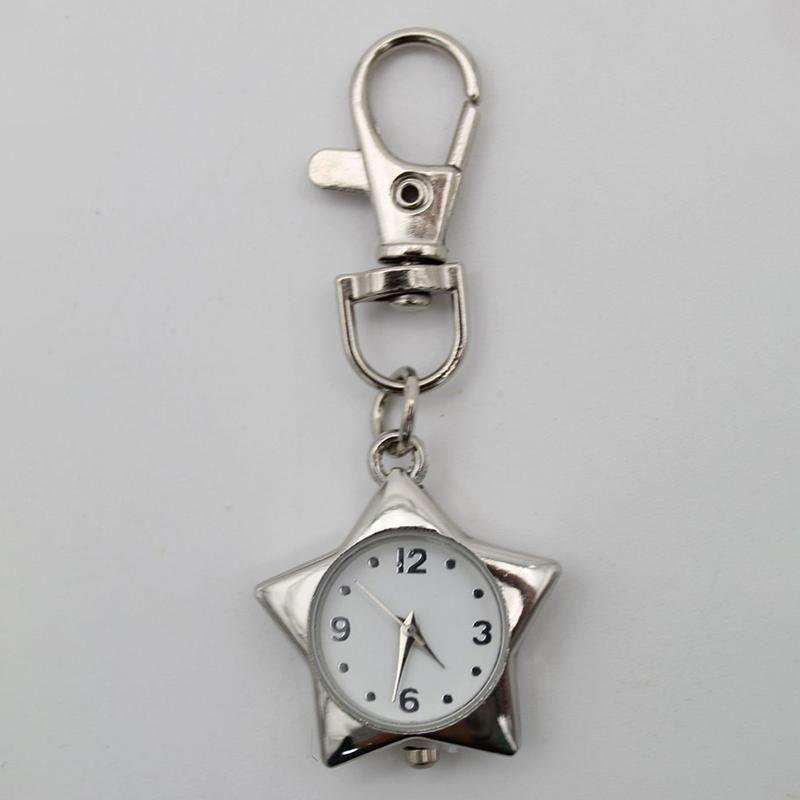 Star Pocket Watch Clock Keychain Zinc Alloy Trinkets Bag Charms Original Design Creative Pendant