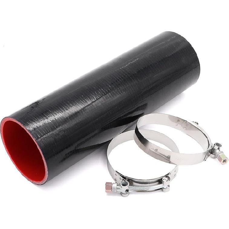 ID 2.5Inch 4-Ply Straight Coupler Silicone Hose 5Mm Thickness 8Inch Length With 2 X Stainless Steel T-Clamps (2.5Inch(63Mm))