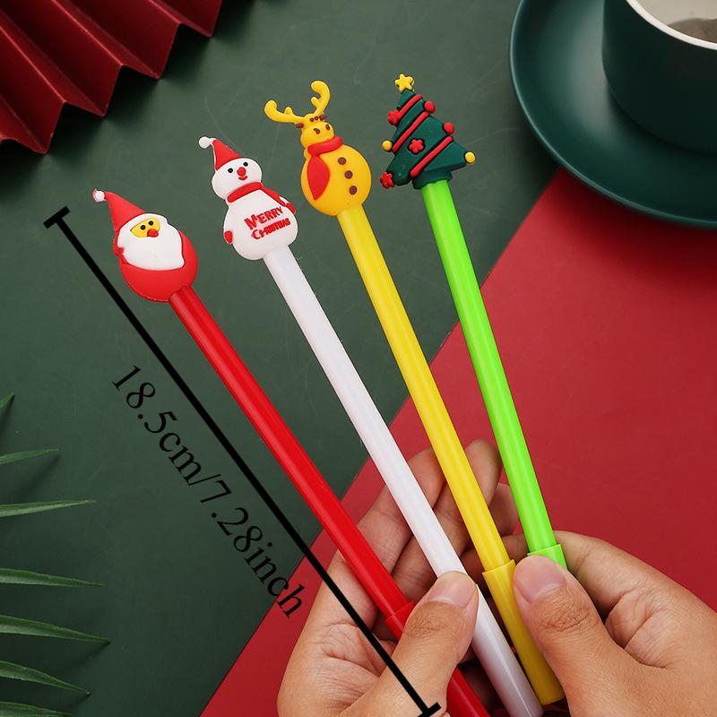 8/ 20PCS Cartoon Santa Claus Xmas Tree Deer Pen Merry Christmas Gifts 0.5mm Black Stationery Writing Tool Graduation Season Back To School