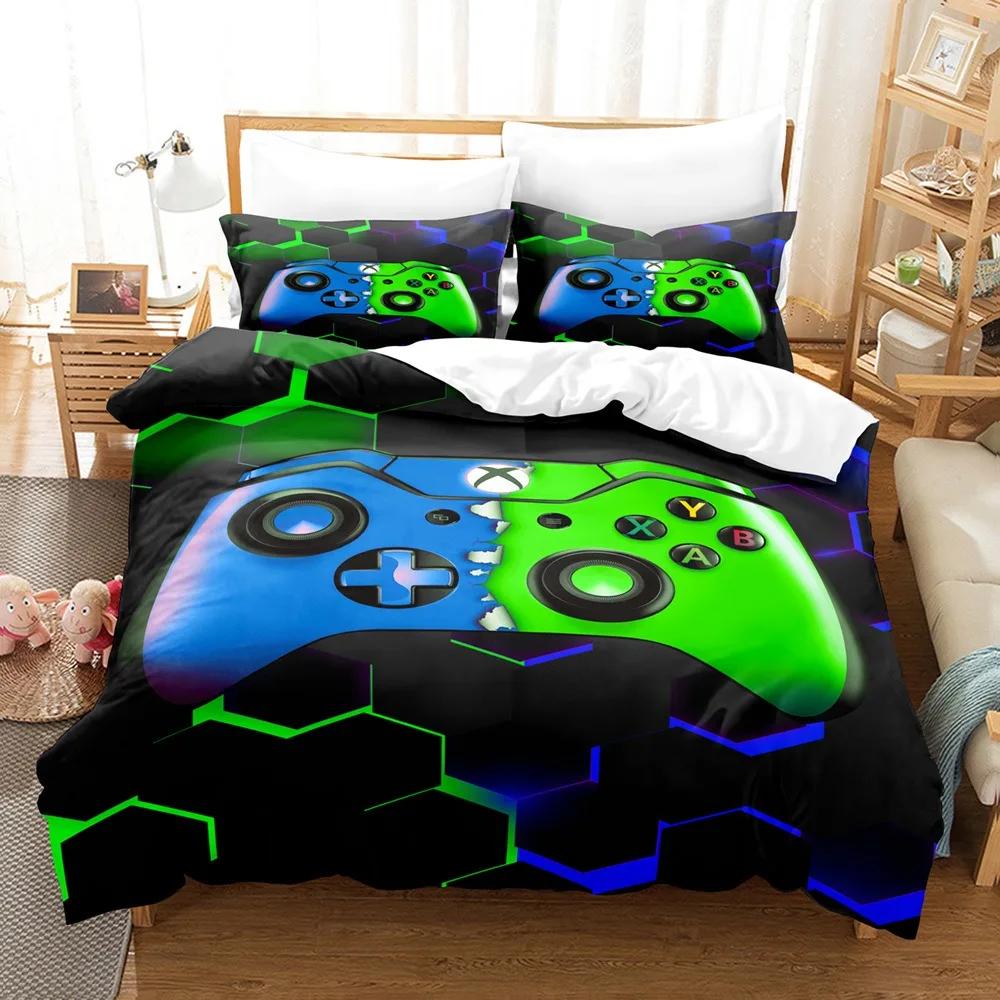 Lightning Web Gaming Duvet Cover Set For Boy 3D Print Video Games Double Duvet With Pillowcases Play Gamer Comforter Sets Cover