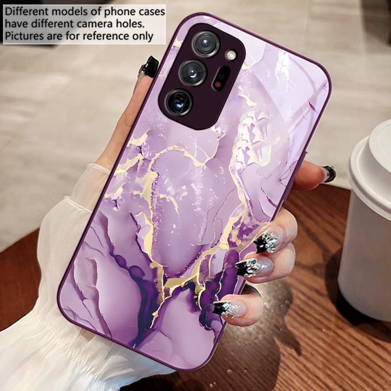 Rosa Marmormuster Schwarz Für Samsung Galaxy Note 8 9 10 PRO 20 Ultra A01 02 03 Core 04E 4G 12 13 5G Hartglas Handyhülle
