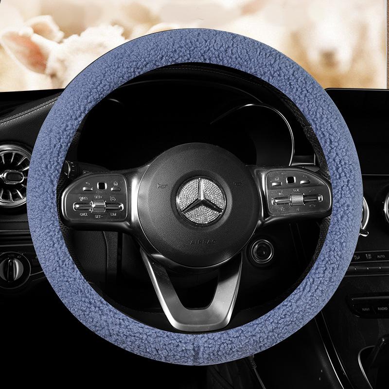 Luksusowy Zimowy Pokrowiec na Kierownicę z Wełny Jagnięcej, Średnica 38 cm, Unisex