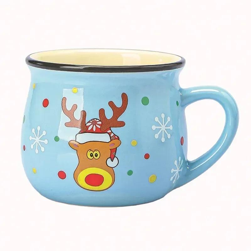 Kawaii New Christmas Mugs Ceramic Cups Santa Claus Elk Figurines Creative Gift For Office Home Milk Coffee Tea Cup Couples